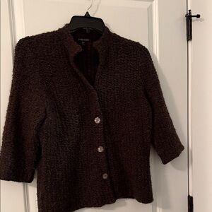 Eileen Fisher Rich Brown Textured Sweater Cardigan